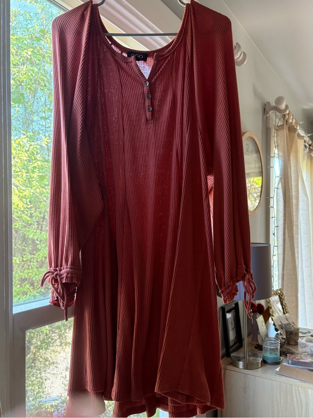 Women's Long Sleeve Rust Swing Dress